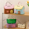 Bolsa de cosméticos pequeña de cuero para casa, bolsa de almacenamiento portátil linda de gran capacidad, bolsa de tocador de viaje compartimentada para mujer