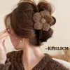 2026 Nuevo Pinza para el Cabello de Flor de Felpa Estilo Coreano Otoño/Invierno, Pinza de Tiburón con Lazo Color Café, Pinza Grande para el Cabello para Mujeres