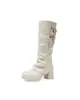 Botas finas com salto médio-alto, projetadas para fazer as pernas parecerem mais longas e finas, adequadas para mulheres baixinhas, versáteis para uso casual e formal, botas de cano alto para outono e inverno com efeito de alongamento das pernas