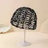 Gorro de Pelo para Adultos Transfronterizo Europeo y Americano Cubrecabezas Calado Sombrero de Malla Pura Tejido a Mano Lentejuelas Red de Pescado Pañuelo para la Cabeza Cubierta para Sombrero Sombrero