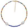 Collar de Cuentas de Cristal Estilo Ins de Corea del Sur para Mujer, Nicho Versátil, Perla, Cuentas de Arroz Coloridas, Cadena Clavicular, Joyería de Dopamina