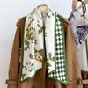 Cachecol de Lã de Seda de Alta Qualidade para Mulheres Inverno Nova Moda Xadrez Pied-de-Poule Dupla Camada Lã de Seda Versátil Quente Cachecol de Seda
