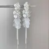 Pendientes de Borla de Concha de Flor Plateada de Hada Súper para Mujer, Pendientes de Estilo de Resort de Playa de Gama Alta, Pendientes Hermosos y Elegantes