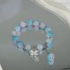 Pulseira Elegante de Luxo Leve Colorida Pedra Natural Chinesa Étnica Lótus Ruyi Estilo Nacional Pulseira Melhor Amigo Joia