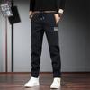Calça Reta Casual Versátil Bordada Estilo Chinês para Homens, Calça Longa Solta de Seda de Gelo para Primavera e Verão, Adequada para o Trabalho