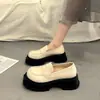 Populares Zapatos de Cuero de Suela Gruesa Estilo Británico para Mujer, Zapatos Mary Jane Veraniegos JK, Nuevos Mocasines Negros Estilo Francés 2025