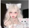 Faixa de cabeça com orelhas de gato azuis, estilo Lolita doce, presilha de cabelo de empregada para cosplay, acessório de cabelo com orelhas de animal de gatinho de pelúcia