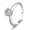 Anel de Prata Esterlina S925 com Moissanita de 1 Quilate Clássico Seis Garras Simples Luxo Leve Versátil Fashionável Novo Estilo Design de Nicho