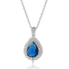 Colar Pingente de Zircônia Gota d'Água Totalmente Cravejado Estilo Europeu e Americano Venda Quente Transfronteiriça Conjunto Colorido de Tesouros Anel e Brincos de Luxo Leve Feminino