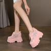 Zapatos deportivos casuales de malla transpirable de 12 cm de altura oculta, zapatos de plataforma de suela gruesa, zapatos de mujer de tacón alto de cuero fino pequeño