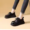 Populares zapatos de cuero retro japoneses para mujer con suela gruesa, nuevo estilo otoño 2026, con cordones, adelgazantes, suela suave, cómodos para mujer