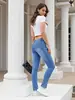 2023 Europeo y Americano comercio exterior Amazon estación independiente jeans ajustados elásticos mujer fabricantes al por mayor una generación de cabello