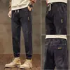 Jeans Retro Americanos Finos de Primavera y Otoño para Hombre, Holgados, Jogger, Cintura Elástica, Casual, Elásticos, Harem, Pantalones de Otoño