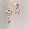 Pendientes de Corazón y Luna Asimétricos de Hada Súper, Gama Alta, Diseño Lindo y Dulce, Hermosos Pendientes Elegantes de Nicho y Exquisitos