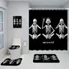 Cortina de ducha con estampado digital 3D, diseño de calavera de terror de Halloween, cortina divisoria de baño, juego de cinco piezas