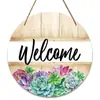 Placa de puerta de bienvenida pintura decorativa retro pintura de madera decoración de pared placa colgante interior y exterior entrada valla letrero de jardín transfronterizo