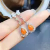 Venta al por mayor de fábrica Populares Pendientes de Ópalo de Fuego Natural Plata S925 Incrustado Piedra Principal 6*8 Joyería de Lujo Venta Directa de Fábrica