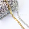 Comércio exterior quente regular corrente de garra cor AB de três fileiras banhada a ouro corrente de diamante para sapatos acessórios decorativos