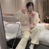Pijama de Celebridad de Internet Estilo Ins de Fábrica para Mujer Invierno Jacquard de Felpa Engrosado Conjunto de Ropa para el Hogar Terciopelo de Coral