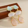 Pendientes de gota de resina con incrustaciones de diamantes y aguja plateada, Estilo retro elegante, Pendientes de moda y exquisitos, Pendientes de nicho de alta gama para mujer