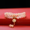 Pulsera de Cristal con Lámina de Oro Primavera 2024 Estilo Étnico Literario Hecha a Mano Año del Dragón Pareja Pulsera Retro Mayoreo