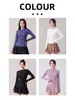 Top de yoga feminino com meio zíper, mangas compridas, design moderno e versátil, secagem rápida e respirável, com painel em mesh nas costas, adequado para exportação