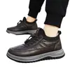 Sapatos Casuais de Algodão Aconchegantes e Espessos de Veludo para Outono e Inverno 2025 Sapatos de Pai Slip-On com Solado Grosso Sapatos de Algodão Masculinos com Solado Macio