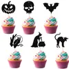 Decoración para Pastel Temática de Fiesta de Cumpleaños de Bruja Esqueleto Gato Negro Murciélago Halloween Insertable Suministros