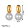 Pendientes Transfronterizos de Moda Nueva Elegantes de Perla Acero de Titanio de Lujo Ligero Nicho Simples Antiguos Medios Pendientes de Yiwu Sentido de Alta Gama