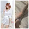 Lencería Sexy para Mujer, Atractiva y Seductora, Bata Transparente con Ribete de Encaje Talla Plus, Bata con Lazos, Venta al por Mayor y Dropshipping