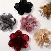Estilo Francés Vintage Satín Floral Tridimensional Tela Flor Grande DIY Hecho a Mano Versátil Pasador Accesorio para el Cabello Accesorios para Ropa Venta al por Mayor