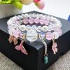 Estilo coreano calcedônia joias pulseira feminina pipoca pedra cristal pérola anel sereia cauda pingente pulseira namoradas joias moda