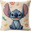 Funda de Almohada de Lino Ultra Suave con Dibujo de Stitch, Cojín para Sofá, Funda para Cabecero, Admite Diseño Personalizado con Tu Propia Imagen
