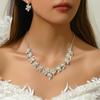 Collar y pendientes de novia con circonitas, joyería nupcial, traje de noche, accesorios para banquete de boda, joyería para mujer