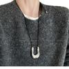 Collar de Herradura de Metal en Forma de U Estilo Ma Zong para Mujer Verano Lujo Ligero Pequeña Multitud Accesorios Largos Cadena de Lana con Cuerda de Alta Gama