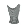 Top de tirante único rosa pálido elástico ajustado para mujer, Básico sexy de verano sin hombros, Top fruncido que estiliza la cintura con una vibra pura y seductora