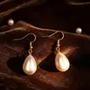 Brincos de Pérola, Simples e Versáteis, Brincos Retro Gota d'Água, Estilo Elegante de Dama, Brincos de Madrepérola, Brincos de Pérola Estilo Mãe, Oferta Especial