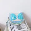 Nova Bolsa Transversal de Princesa Infantil para Meninas com Laço, Bolsa de Ombro Versátil e Leve, Bolsa de Mão Fofa com Pérolas, Transfronteiriça
