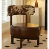 Sillón Pequeño Vintage Taburete de Madera Maciza Respaldo Giratorio Hogar Balcón Dormitorio Hogar Silla con Respaldo Reclinable de Ocio