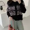 Cárdigan de Punto Vintage Estilo Coreano Fair Isle para Mujer, Otoño e Invierno, Corte Holgado, Tallas Grandes, Estilo Relajado, Suéter Grueso