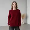 Moda Versátil Europeia e Americana Outono/Inverno 2026 Transfronteiriço Feminino Zíper Lateral Fenda Gola Redonda Suéter Malha Top
