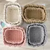 Cesta de Almacenamiento Cesta Tejida de Cuerda de Algodón Gran Capacidad Organizador de Escritorio para Cosméticos Cesta de Almacenamiento Lavable
