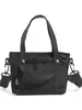 Bolso Bandolera Serie Textura Cuadros Negro Carbón Mate para Trabajo Ligero para Parejas Compras, Paseos, Senderismo al Aire Libre y Deportes Bolso de Hombro