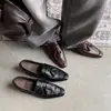 Mocasines de piel de oveja lavada de primera capa con punta redonda y tacón grueso, zapatos de cuero para mujer estilo británico sin cordones con suelas suaves que no cansan los pies