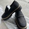 Mocassins de Salto Grosso Primavera e Outono 2025 Tamanho Grande Casual Estilo Britânico Sapatos Femininos Sola Grossa Comércio Exterior Retrô Sapatos Femininos