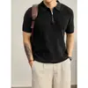 Camisa Polo de Verano para Hombre con Cremallera, Casual de Manga Corta, Deportes y Fitness, Color Sólido, Transpirable, Moderno, Versátil Top de Manga Corta