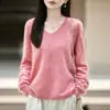 Suéter de Punto sin Costuras con Cuello en V Cepillado para Mujer, Suave y Cálido, Corte Ajustado, Top Básico Adelgazante para Capa Base