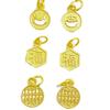 Accesorios de bricolaje de protección de color dorado y arena antigua, pequeño cuadrado, marca Fu, sonrisa, no boca de dragón, etiqueta del zodiaco, colgante de ábaco, pulsera, collar