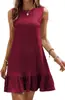 Moda Feminina Amazon Europeia e Americana Cruzada Primavera e Verão 2025 Vestido sem Manga com Gola Redonda Versátil
