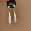 Brincos Retro Franceses Longos em Forma de Gota de Água com Alto Brilho para Mulheres, Brincos Elegantes Estilo Palácio, Brincos Modernos e Simples